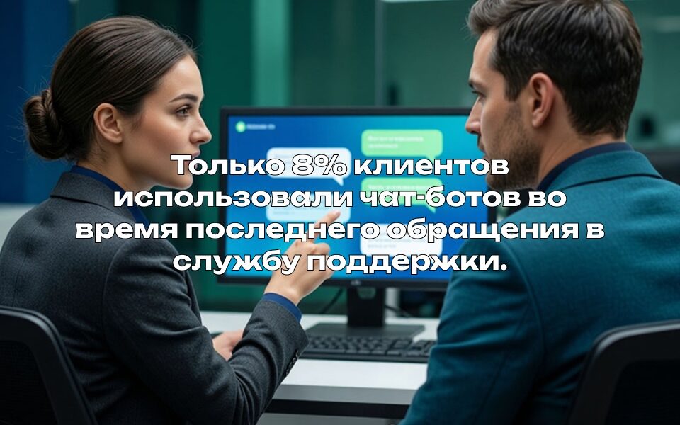 Только 8% клиентов использовали чат-ботов во время последнего обращения в службу поддержки.