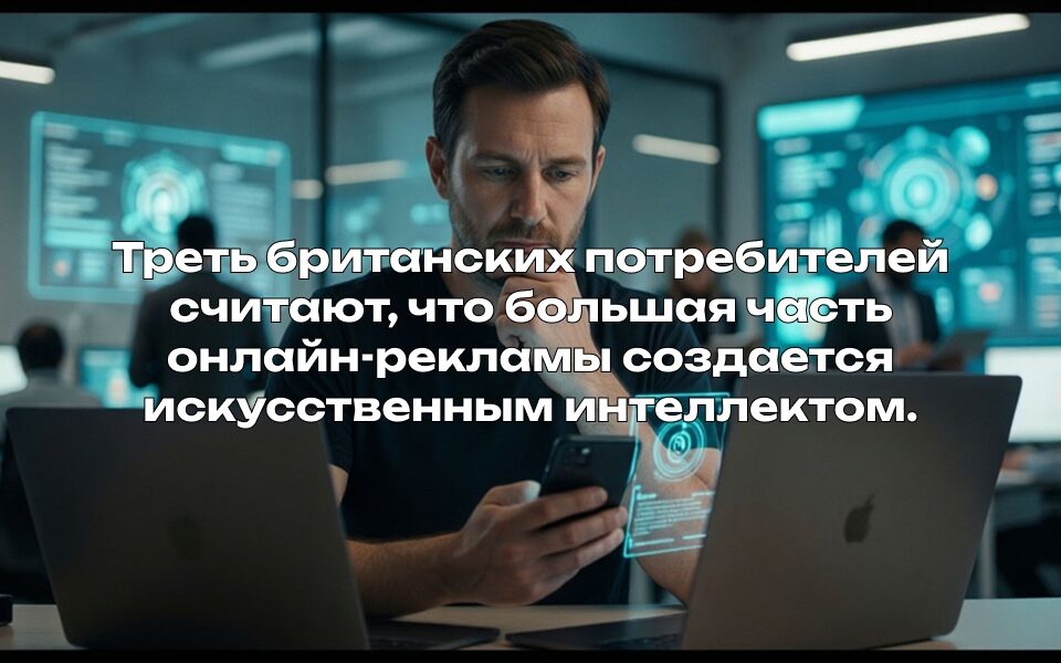Треть британских потребителей считают, что большая часть онлайн-рекламы создается искусственным интеллектом.