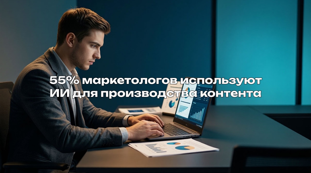 55% маркетологов используют ИИ для производства контента